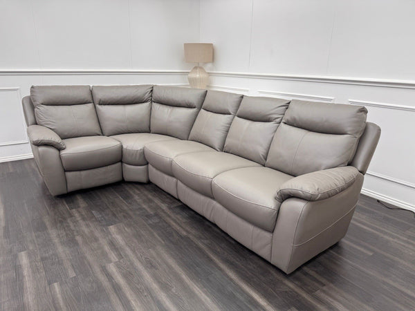 Furniture Village Snug Static L-Shape Corner Sofa In Grey Leather1