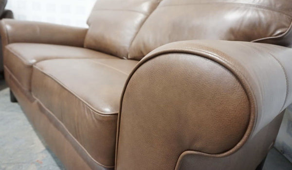 Parker Knoll Penelope milan chesnut leather 3 + 2.5 seater sofa set1