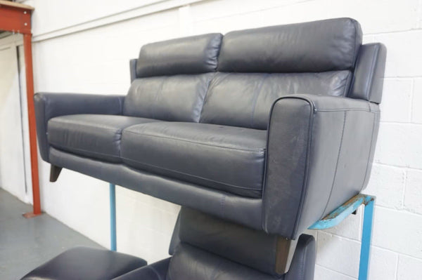 Furniture Village Zen leather standard 3 seater & Power Recliner Armchair Set4
