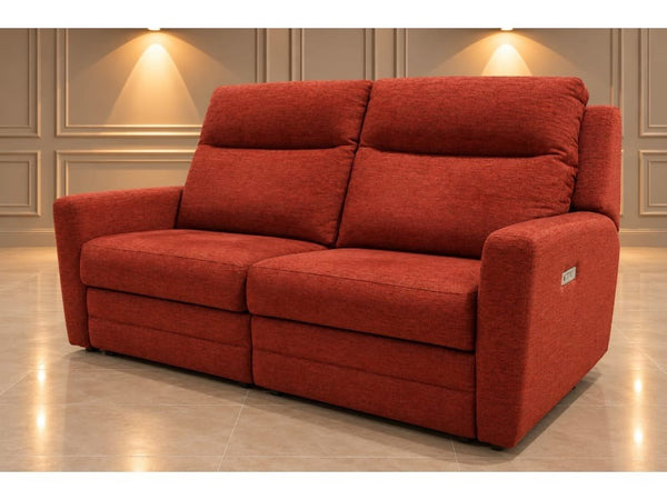 Parker Knoll Chicago terracotta mix fabric electric reclining 3 seater sofa0