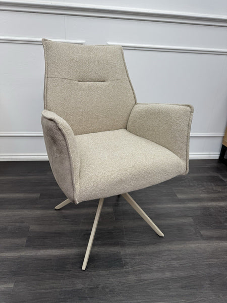 FV Mirage Taupe Beige Fabric Swivel Dining Chair With Arms set of 6 (Delivery)9