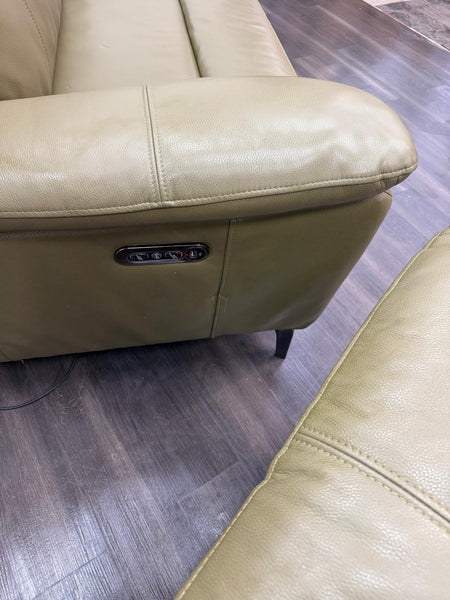 DFS Wren Power Recliner 3+3 Seater Sofa Set In Sage Green Leather4