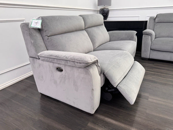 Furniture Village 3+3 Seater Sofa Set Power Recliner Grey Velvet6