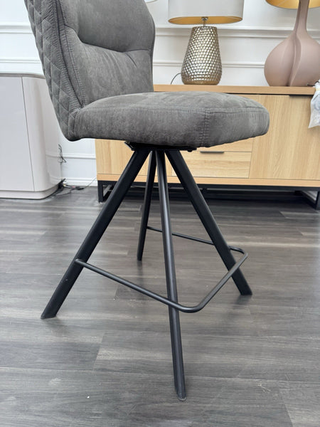 FV Loki Grey Fabric Swivel Dining Barstool With Handle (Choose Quantity)5