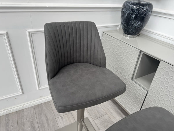 Furniture Village Grigio Pair of 2 Grey Suede Swivel Barstools Chairs5