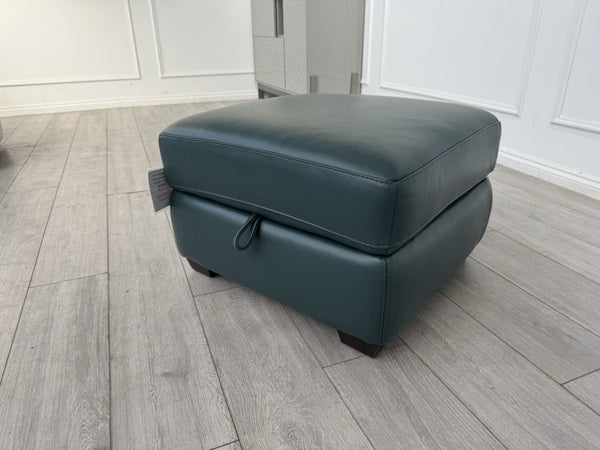 Furniture Village Green Leather Storage Footstool LINK MORENO STARLIGHT6