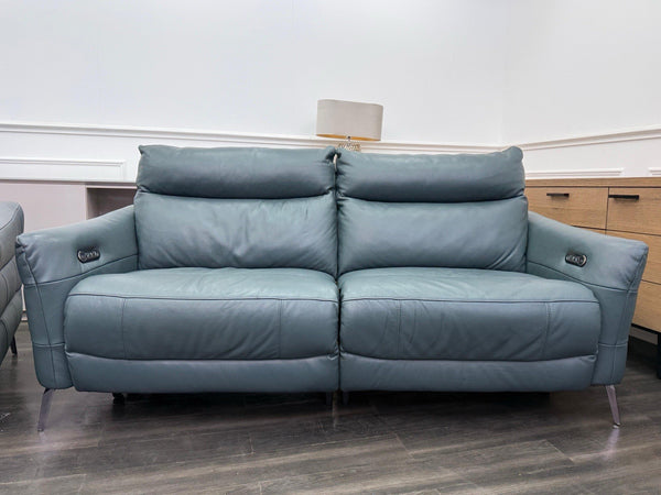 Sofology Renato Power Recliner 3 + 2 Seater Sofa Set Green Leather17