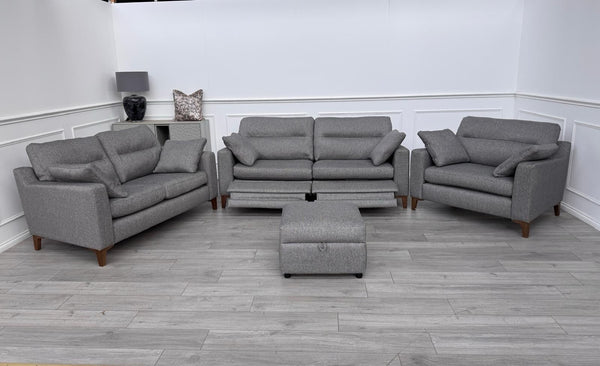 Furniture Village UNIQA Grey Fabric 3 & 2 & 1 Seater Power Recliner Sofa Set0