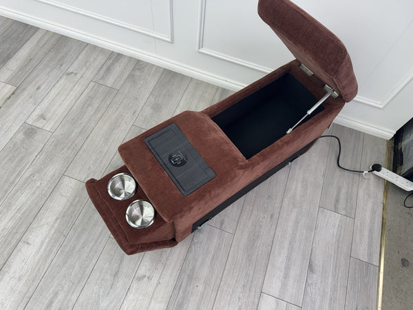 Sofology Plaza Console Red Chenille Denim Cup Holders Wireless Charging Socket7