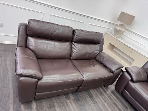 Furniture Village Starlight 3+2 Seater Sofa Set Pwr Recliner Dark Brown Leather6