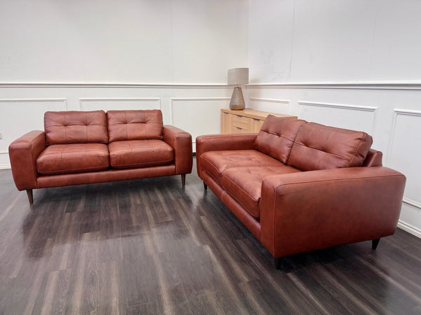 Barker And Stonehouse Houghton 2+2 Seater Sofas Brown Leather1
