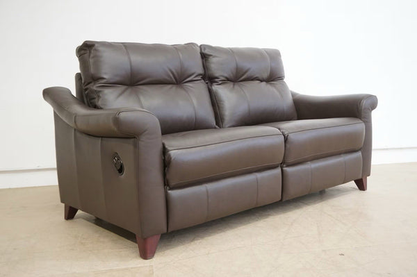 G Plan Riley capri chocolate leather manual reclining 3 seater sofa0