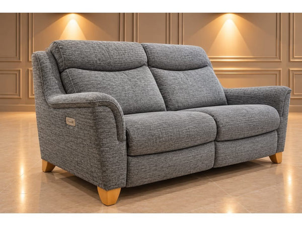 Parker Knoll Manhattan charcoal grey mix fabric electric reclining 3 seater sofa0