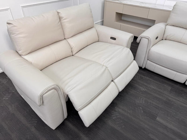Furniture Village Nixon 2 & 2 Seater Sofa Set Power Recliner Frost Leather14