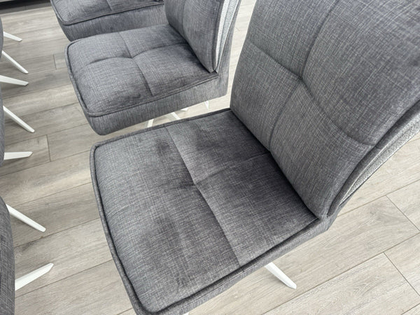 Furniture Village Glacier Set Of 8 Swivel Dining Chairs Dark Grey Fabric2