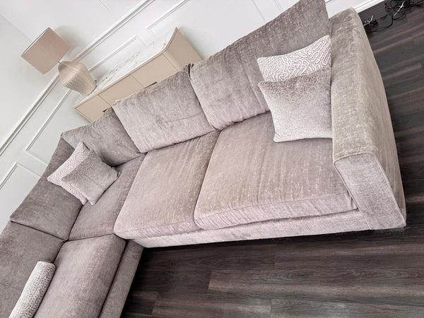 Sofology Majestica Truffle Fabric Terminal End Chaise Corner Sofa Full Back12