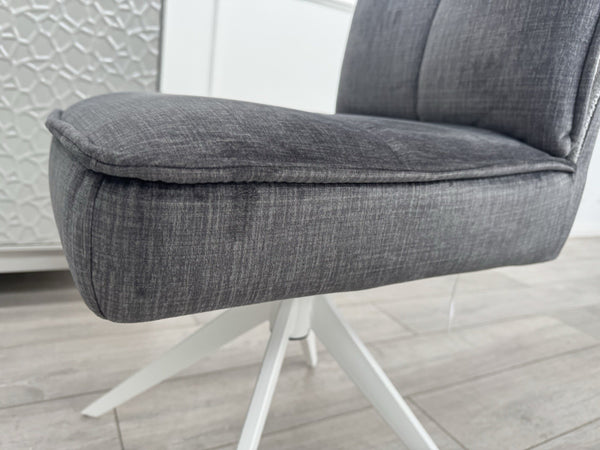 Furniture Village Glacier Set Of 4 Swivel Dining Chairs Dark Grey Fabric15