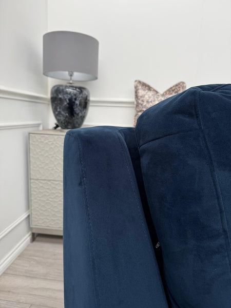 G Plan Harper Plush Indigo Premium Velvet Static Armchair RRP £1,3575