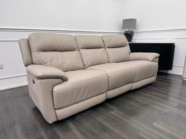 Furniture Village TOUCH 3 Seater Power Recliner Sofa Taupe Leather1