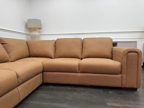 Sofology Tan Brown Leather Symmetrical Corner Sofa (Not Recliner)9