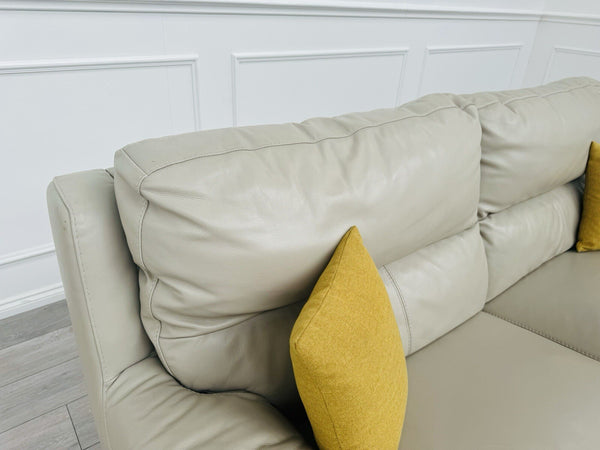 Furniture Village Feather Grey Leather Power Recliner 3 Seater Sofa13