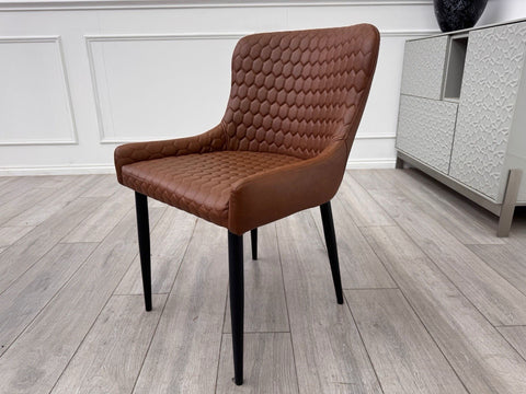 Furniture Village Osaka Tan Brown Faux Leather Dining Chair (Choose Quantity)0