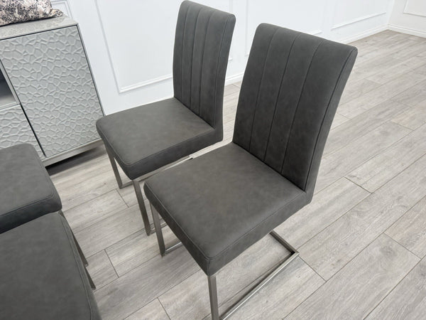 Furniture Village Grigio Set of 4 Grey Suede Dining Chairs2