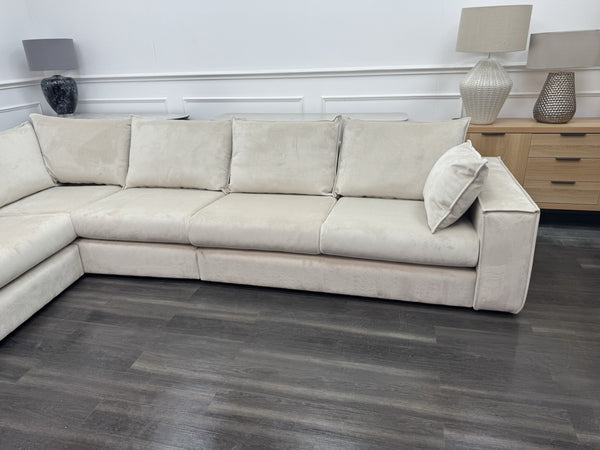DFS Large Cream Velvet Corner Sofa Left Hand Facing (Fast Delivery)10