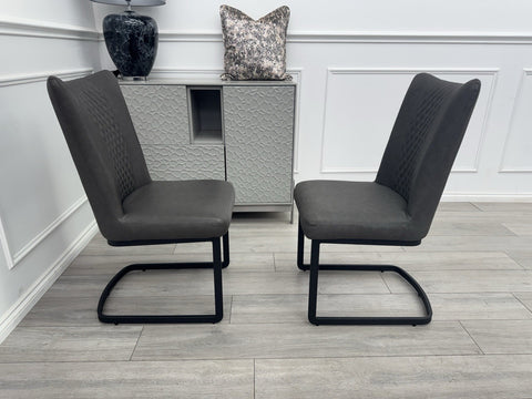 Furniture Village Loki Premium Faux Leather Pair Of 2 Dining Chairs Grey0