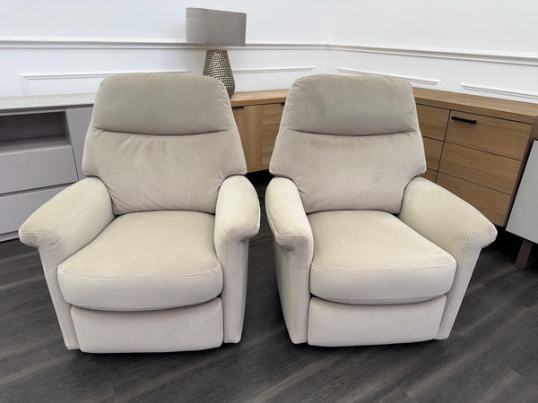 Furniture Village Lilie Pair of Armchairs in Beige fabric Power Recliner9