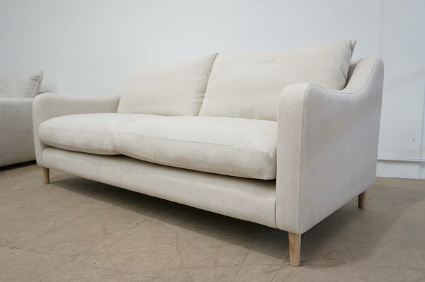 Housing Units grey hopsack fabric 3 seater Sofa0