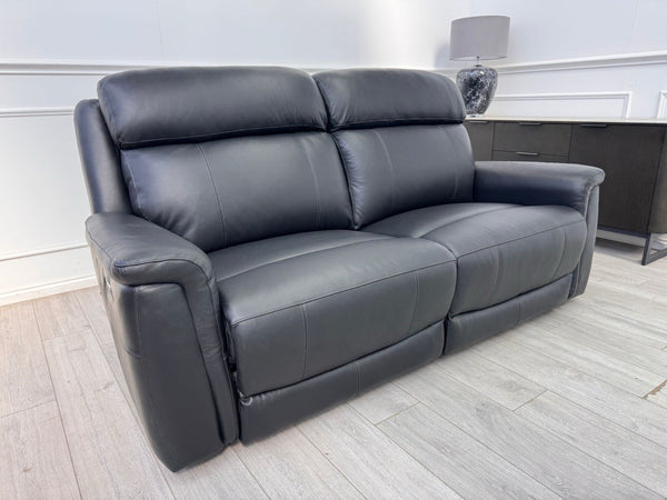 LA Z BOY PARIS Power Recliner 3 Seater Sofa In Black Leather Power Headrest5