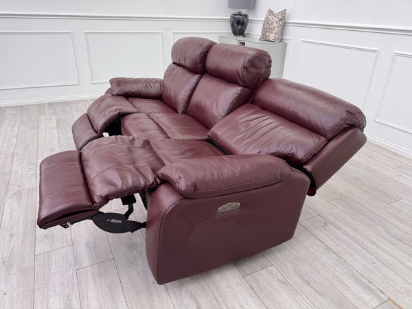 Furniture Village Moreno Power Recliner 3 Seater Sofa Cherry/Burgundy Leather1