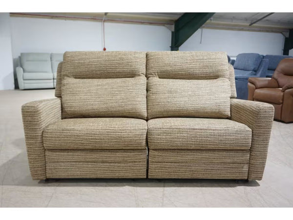 Parker Knoll Chicago bronze mix patterned fabric power recliner 3 seater sofa4