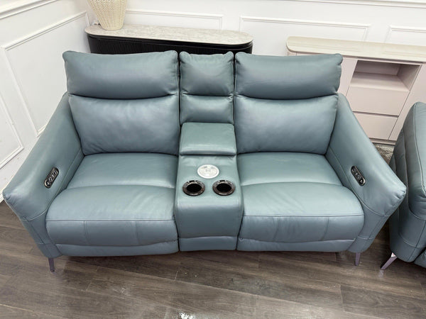 Sofology Renato Power Recliner 3 + 2 Seater Sofa Set Green Leather4