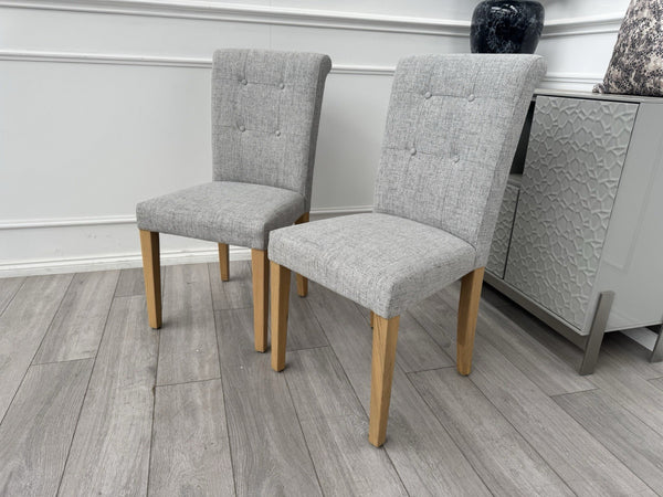 Furniture Village Augusta Grey Fabric Pair Of 2 Roll Back Dining Chairs1