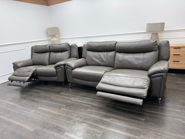 DFS Wren Power Recliner 3+2 Seater Sofa Set In Grey Leather0