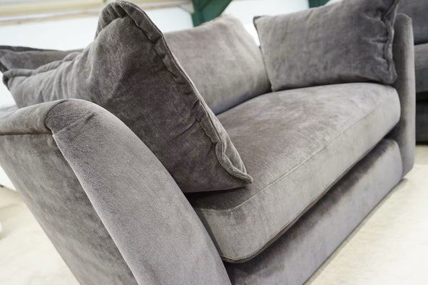 DFS charcoal chenille fabric 4 seater split sofa + snuggle armchair Sofa Set2