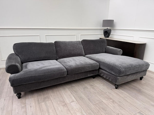 DFS Sydney RHF Corner Sofa Chaise End Charcoal Grey Chenille3