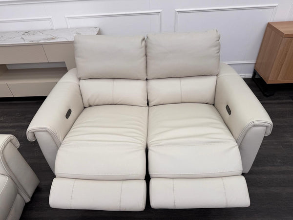 Furniture Village Nixon 2 & 2 Seater Sofa Set Power Recliner Frost Leather12