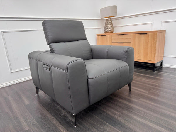 DFS Jagger Power Recliner Armchair Grey Leather Power Headrest15