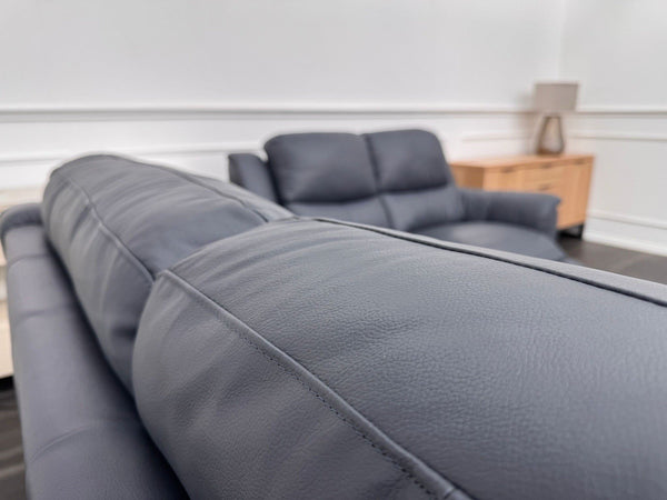 LA Z BOY Vienna Static 3 & Power Recliner 2 Seater Sofa Set Blue Leather9