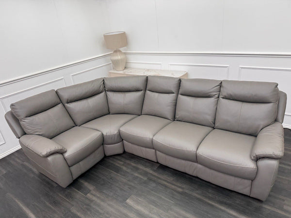 Furniture Village Snug Static L-Shape Corner Sofa In Grey Leather8