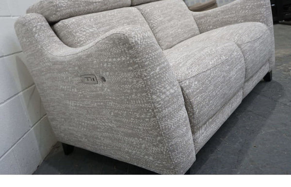 Parker Knoll Berkley beige patterned fabric power recliner 2 seater sofa   heat1