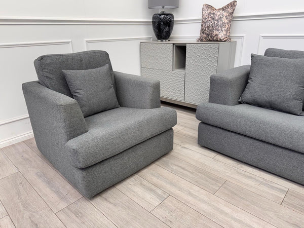 DFS Grey Fabric Corner Sofa And Armchair Sofa Set2