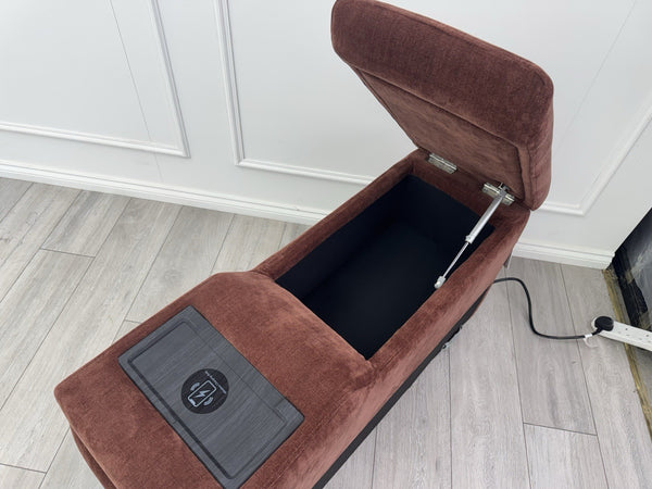 Sofology Plaza Console Red Chenille Denim Cup Holders Wireless Charging Socket12