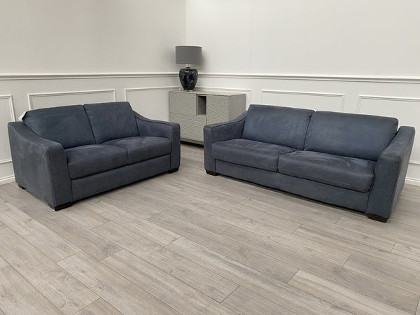 Furniture Village Optimus 3 Seater Sofabed + 2 Seater Sofa Set Navy Microfibre10