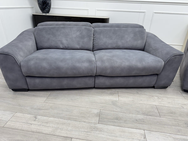 FV Xavier Grey Velvet 3+2 Seater Sofa Set Power Recliners & Headrests7