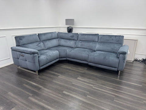 Furniture Village Moet Dark Grey Fabric Power Recliner Corner Sofa Headrests0