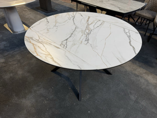 Furniture Village Quattro Swivel Extending Dining Table Oyster ceramic (Pre-sale2